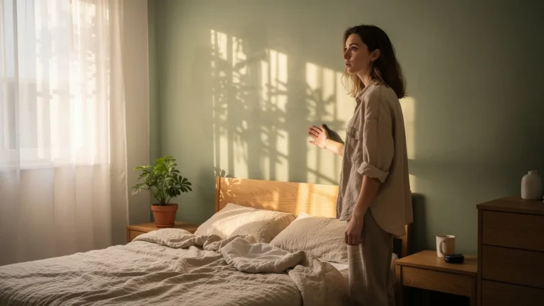 Chambre moderne transformée par peinture Biofa, ambiance naturelle et lumineuse, ambiance inattendue