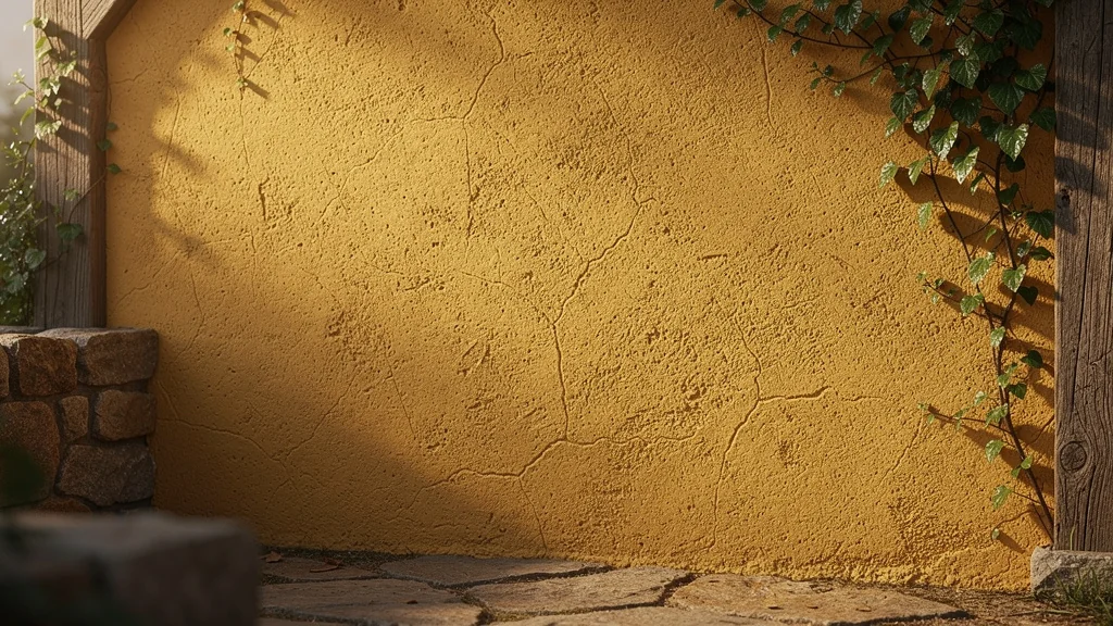 Mur en ocre mélangé à la chaux conservant sa teinte après un an d’exposition extérieure